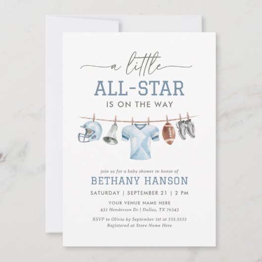 Little All Star Football Baby shower Kaart (Voorkant)