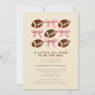 Little All Star Football en Bows Baby shower Inv Kaart
