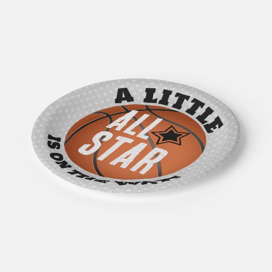 Little All Star op de weg Basketbal Baby shower Papieren Bordje (Gekanteld)