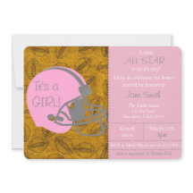 Little All Star themed Girl Baby shower Invitation
