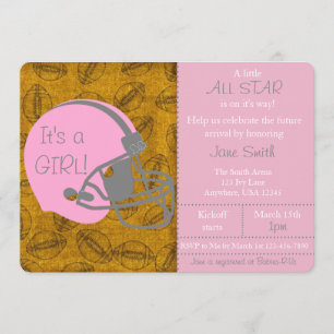 Little All Star themed Girl Baby shower Invitation Kaart