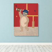 Little All-Star Touchdown Teddy Canvasprint Canvas Afdruk (Insitu (Houten vloer))