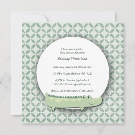 Little Alligator Square Baby shower Invite Kaart (Voorkant)