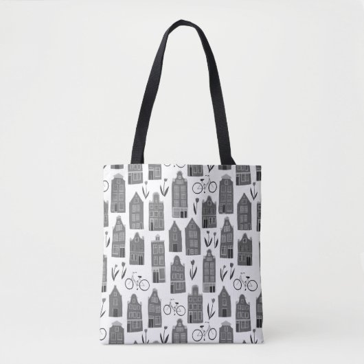 Little Amsterdam Houses Dutch Canal House black Tote Bag (Voorkant)