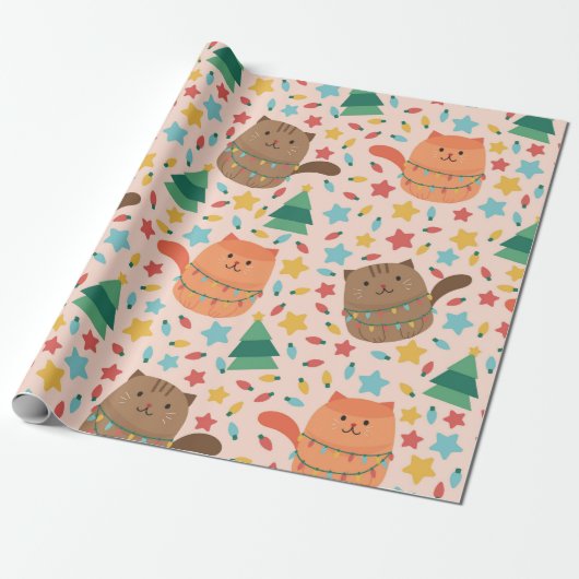 Little and cute Christmas Kitten Cadeaupapier (Uitgerold)