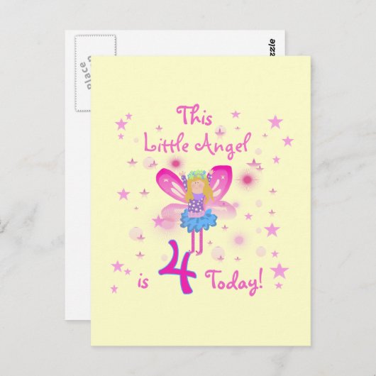 Little Angel 4th Verjaardag T-shirts en geschenken Briefkaart (Voorkant / Achterkant)