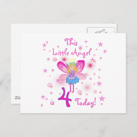 Little Angel 4th Verjaardag T-shirts en geschenken Briefkaart (Voorkant / Achterkant)
