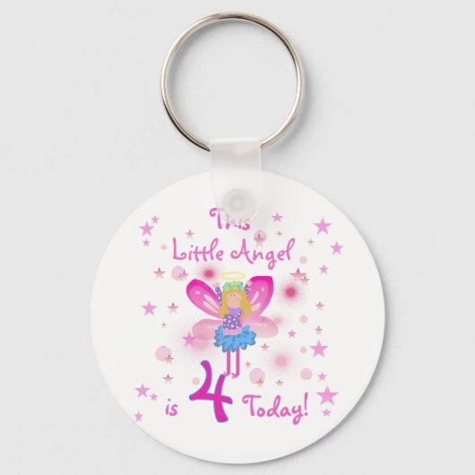 Little Angel 4th Verjaardag T-shirts en geschenken Sleutelhanger (Voorkant)