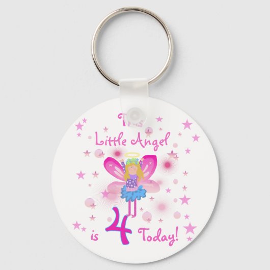 Little Angel 4th Verjaardag T-shirts en geschenken Sleutelhanger (Voorkant)