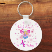Little Angel 4th Verjaardag T-shirts en geschenken Sleutelhanger (Voorkant)