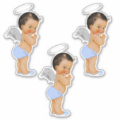 Little Angel Baby Light Blue Silver Wings Halo Sticker (Voorkant)