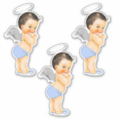 Little Angel Baby Light Blue Silver Wings Halo Sticker (Voorkant)