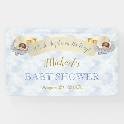Little Angel Blue Wings Shower Banner (Horizontaal)