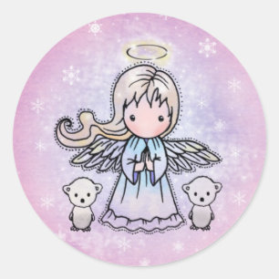 Little Angel en ijsberenstickers Ronde Sticker