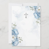 Little Angel Flowers Dusty Blue Silver Boy Bautizo Kaart (Achterkant)