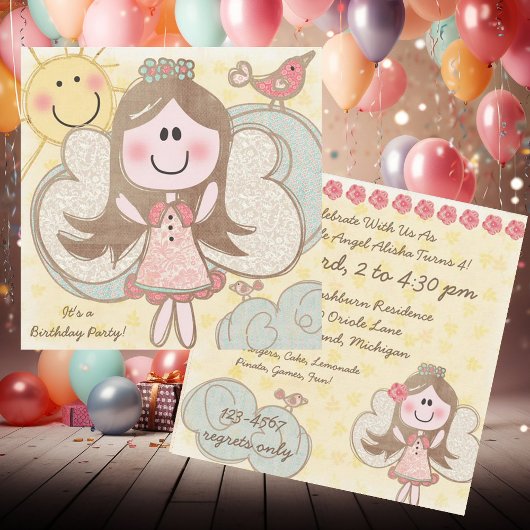 Little Angel Gepersonaliseerd verjaardagsuitnodigi Kaart