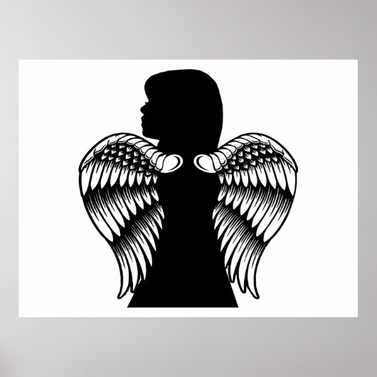 Little Angel girl Child Silhouette Fantasy art Poster (Voorkant)