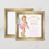 Little Angel Girls 5e verjaardag Kaart (Voorkant / Achterkant)