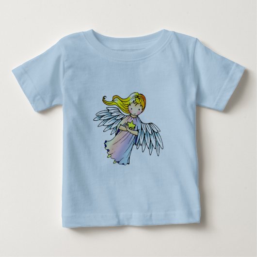 Little Angel Holding Star Onsie Baby T-shirt (Voorkant)