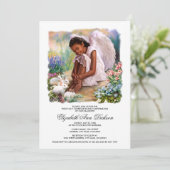 Little Angel met Bunnies Heilige Communie Kaart (Staand voorkant)