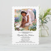 Little Angel met Bunnies Heilige Communie Kaart (Staand voorkant)