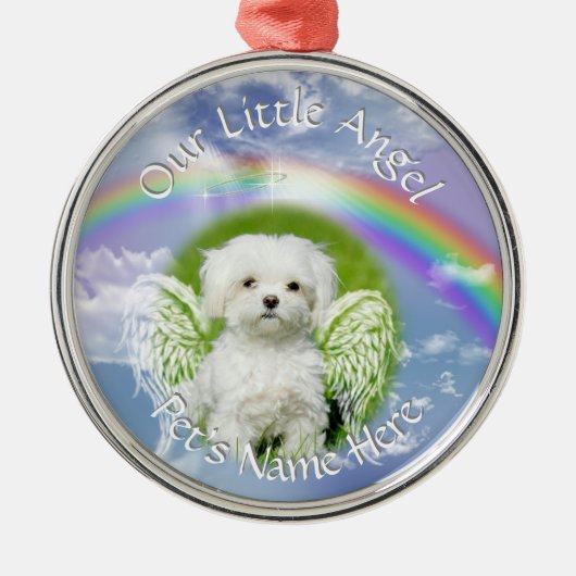 Little Angel Pet Photo Memorial Metalen Ornament (Voorkant)