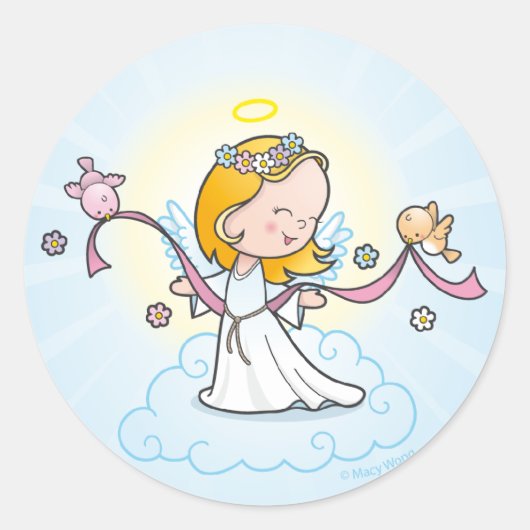 Little Angel Ronde Sticker (Voorkant)
