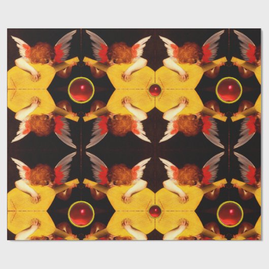 LITTLE ANGEL SPELEN LUTE Muziek maken Cherub Parel Cadeaupapier (Vlak)