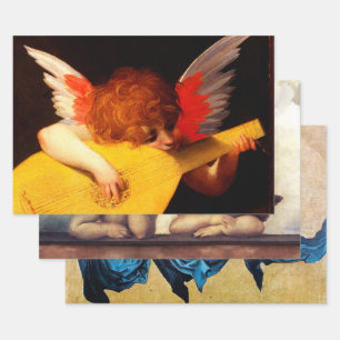 LITTLE ANGEL SPELEN LUTE Muziek maken Cherub Wrap Inpakpapier Vel