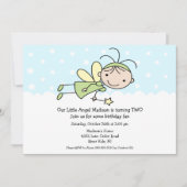 Little Angel Stick Figuur Birthday Invitation Kaart (Voorkant)
