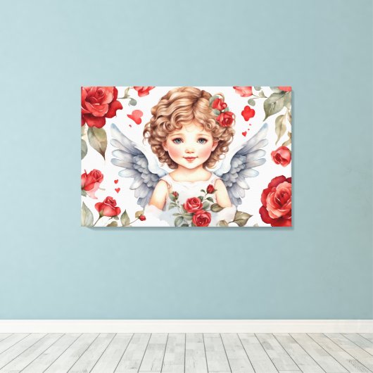 Little angel stretched canvas Print (Insitu (Houten vloer))