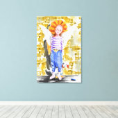 Little Angel - Waterverf Canvas Afdruk (Insitu (Houten vloer))