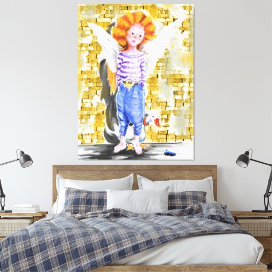 Little Angel - Waterverf Canvas Afdruk (Insitu (Slaapkamer))