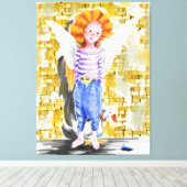 Little Angel - Waterverf Canvas Afdruk (Insitu (Houten vloer))