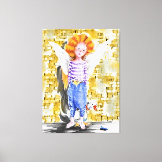 Little Angel - Waterverf Canvas Afdruk (Voorkant)