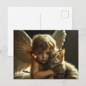 little angel with his cat briefkaart (Voorkant / Achterkant)