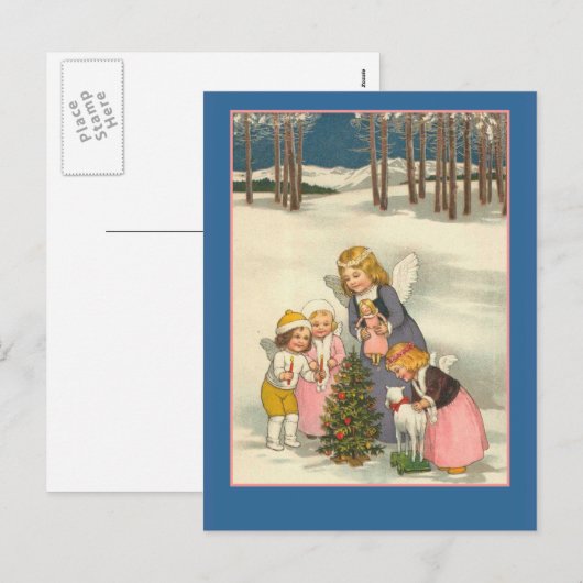 Little Angels in Snow Holiday Greeting Kaarten Feestdagenkaart (Voorkant / Achterkant)