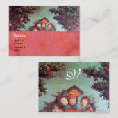 LITTLE ANGELS MONOGRAM antiek blauw rood roze Visitekaartje (Voorkant / Achterkant)