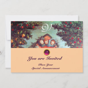 LITTLE ANGELS MONOGRAM helder antiek blauw roze Kaart