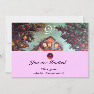 LITTLE ANGELS MONOGRAM helder antiek blauw roze Kaart