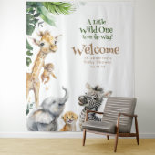 Little Animals Safari Jungle Baby Shower Welkom Wandkleed (In situ)