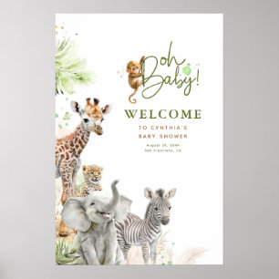 Little Animals Safari Oerwoud Baby shower Welcome Poster