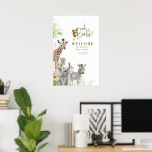 Little Animals Safari Oerwoud Baby shower Welcome Poster (Thuiskantoor)