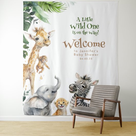Little Animals Safari Oerwoud Baby shower Welcome Wandkleed (In situ)