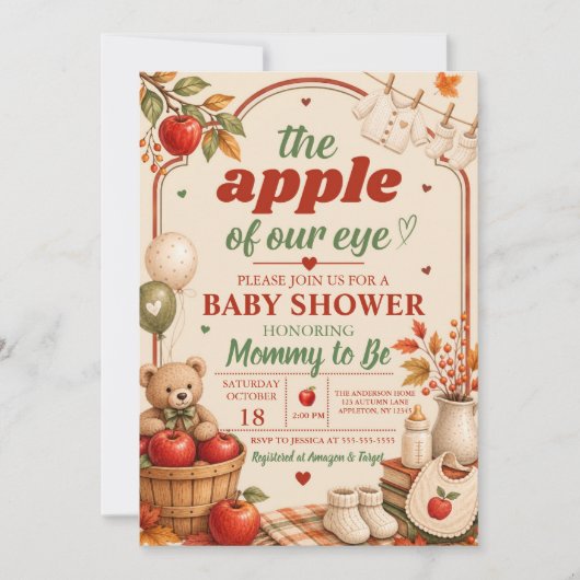 Little Apple Fall Baby Shower Uitnodiging (Voorkant)