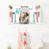 Little Aquarius 1st Birthday Gold Flake & Balloons Spandoek (Insitu)