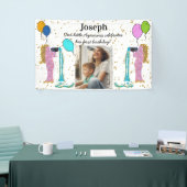 Little Aquarius 1st Birthday Gold Flake & Balloons Spandoek (Beurs)