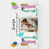Little Aquarius 1st Birthday Gold Flake & Balloons Spandoek (Verticaal)