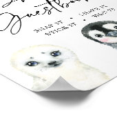 Little Arctic Baby shower Photo Guestbook Sign Poster (Hoek)