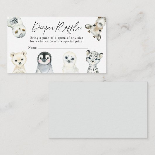 Little Arctic Diaper Raffle Baby shower Card Informatiekaartje (Voorkant / Achterkant)